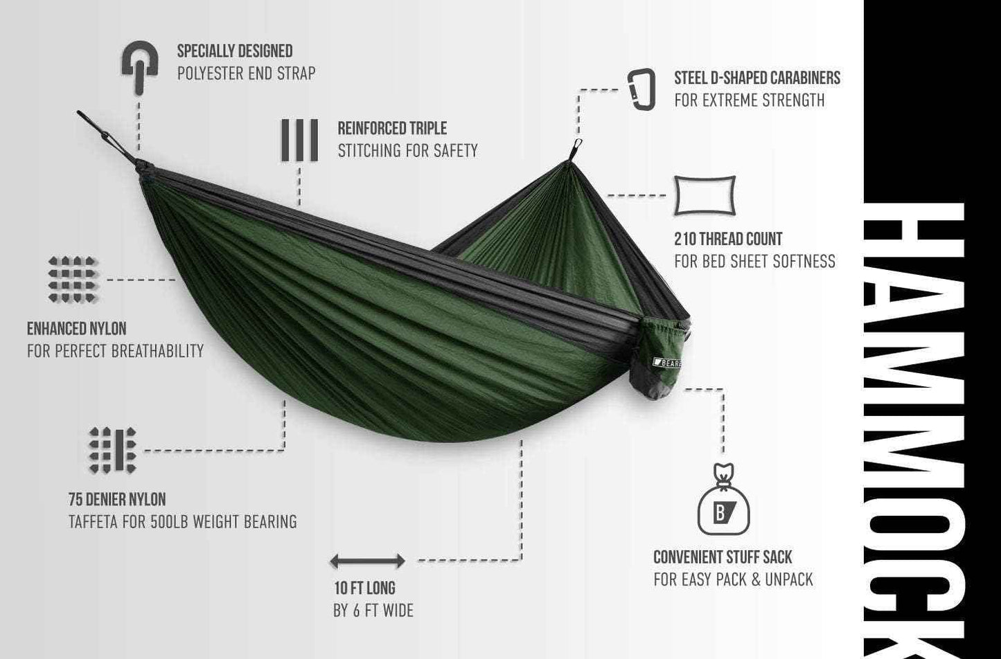 Premium Double Hammock with Tree Straps - Durable, Portable & Comfortable
