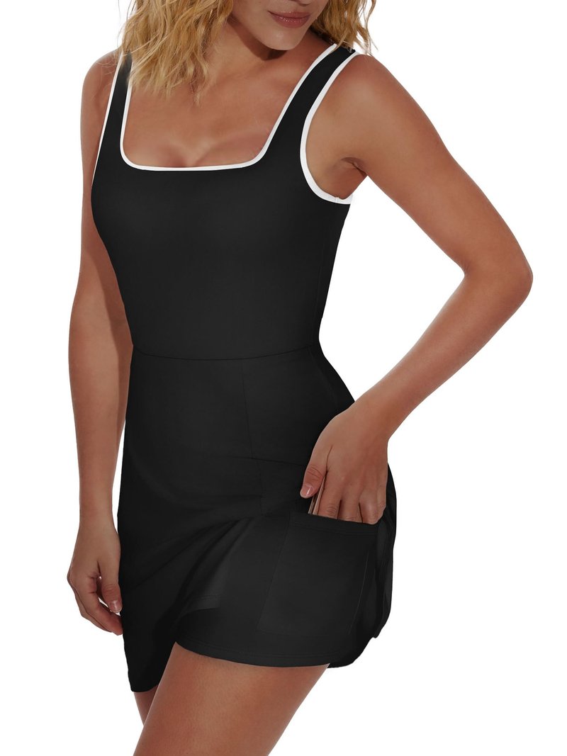 OFEEFAN Womens Athletic Dress Tennis Golf Bodycon Workout Active Skort Summer Clothes Casual Graduation Concert Date Spring OutfitsWhite Trim XS