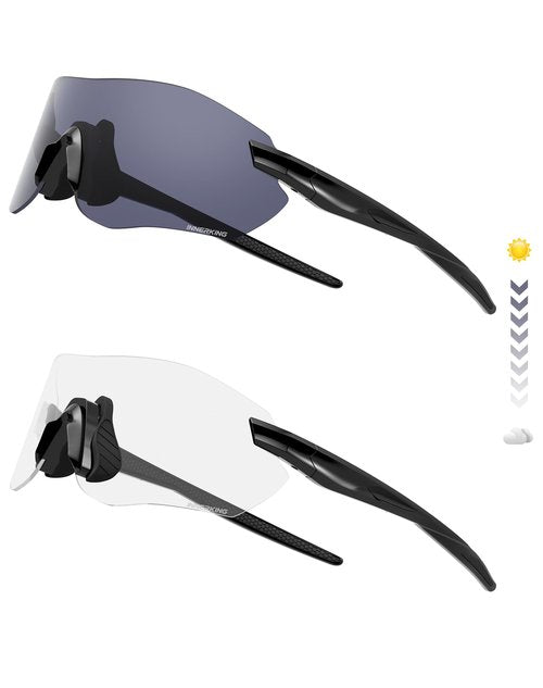 Innerking Cycling Glasses Photochromic Sunglasses for Men Women, TR90 Discoloration HD Bike Glasses Frame with 400 UV Protection, Fishing Baseball Pickleball Soft Ball