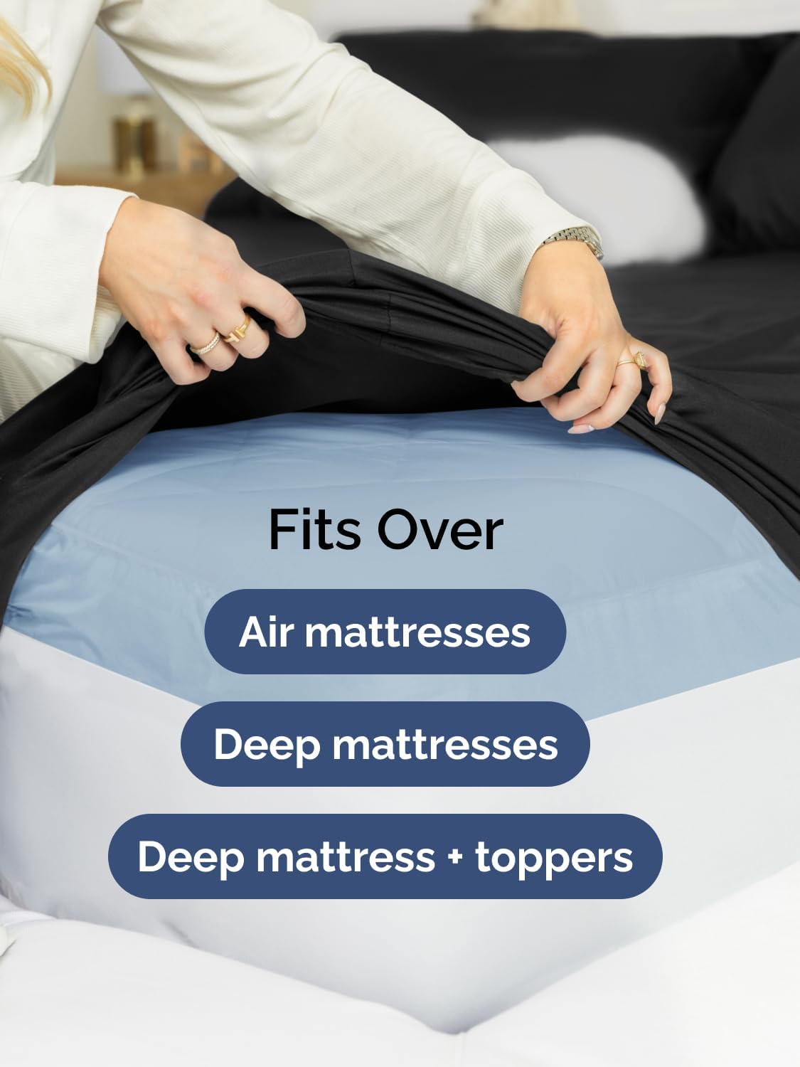 Skiennix Extra Deep Twin Sheet Set - 4-Piece Breathable Cooling Bedding - Soft, Wrinkle-Free Black