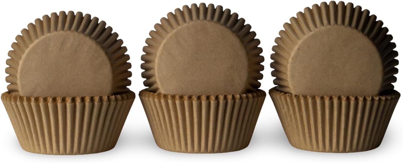 Regine Switzerland 200 Paper Cupcake Liners - Grease Proof Muffin Baking Cups | Brown Food Grade Containers