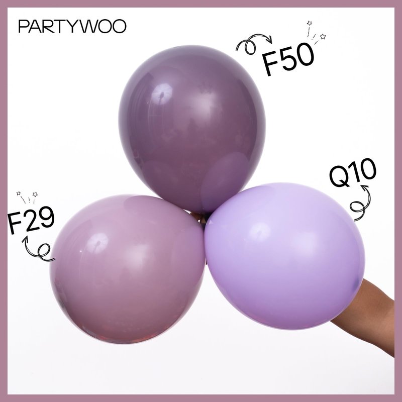 PartyWoo Dusty Purple Balloons 140pcs Different Sizes Pack of 18 12 10 5 Inch Lavender Boho Neutral Balloon Arch Kit for Baby Shower Graduation Butterfly Fairy Birthday Party Decorations Purple-F29