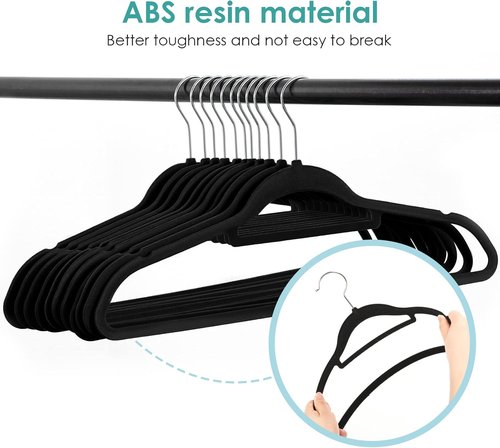 DUDUCOFU Velvet Hangers - Non-Slip Felt Design | 30 Pack Black Space-Saving Slim Hangers with 360° Swivel Hook for Suits, Coats & Dresses
