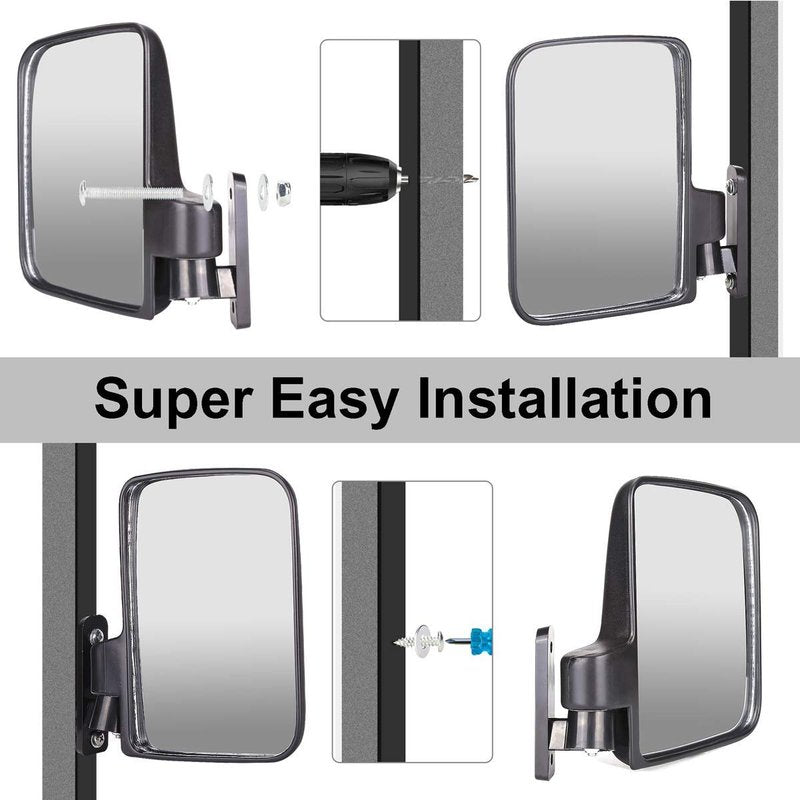 Universal Folding Golf Cart Side View Mirrors for EZGO, Club Car, Yamaha