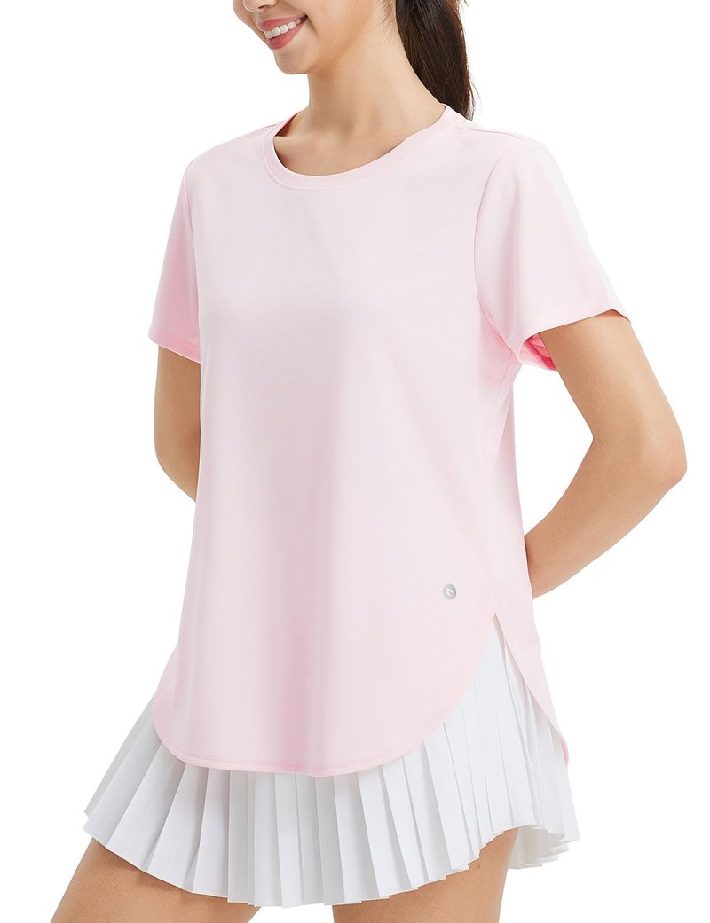 baleaf Women's Short Sleeve Workout Shirts Athletic Running Loose Fit Tops UPF 50+ Quick Dry T-Shirts Gym Yoga Tee Light Pink