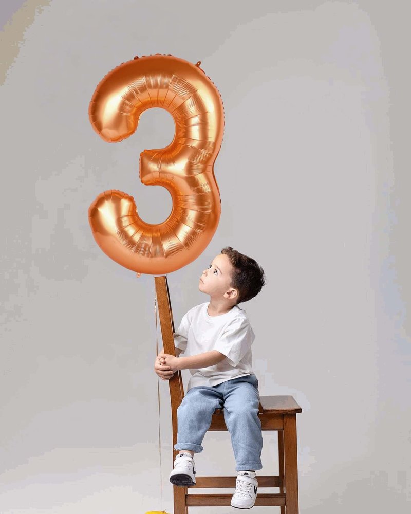 Orange 3 Balloon, Number Balloon 40 Inch, 3rd Three Year Old Birthday Deco, Orange Party Supplies for Party Decorations, Number 3 Balloon