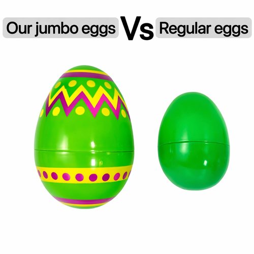 GiftExpress 36 Pcs Jumbo Printed Easter Eggs, Large Golden Hinged Eggs 3” , Church Eggs Hunt, Basket Fillers, Filling Treats for Party Favor, Classroom Office Prize