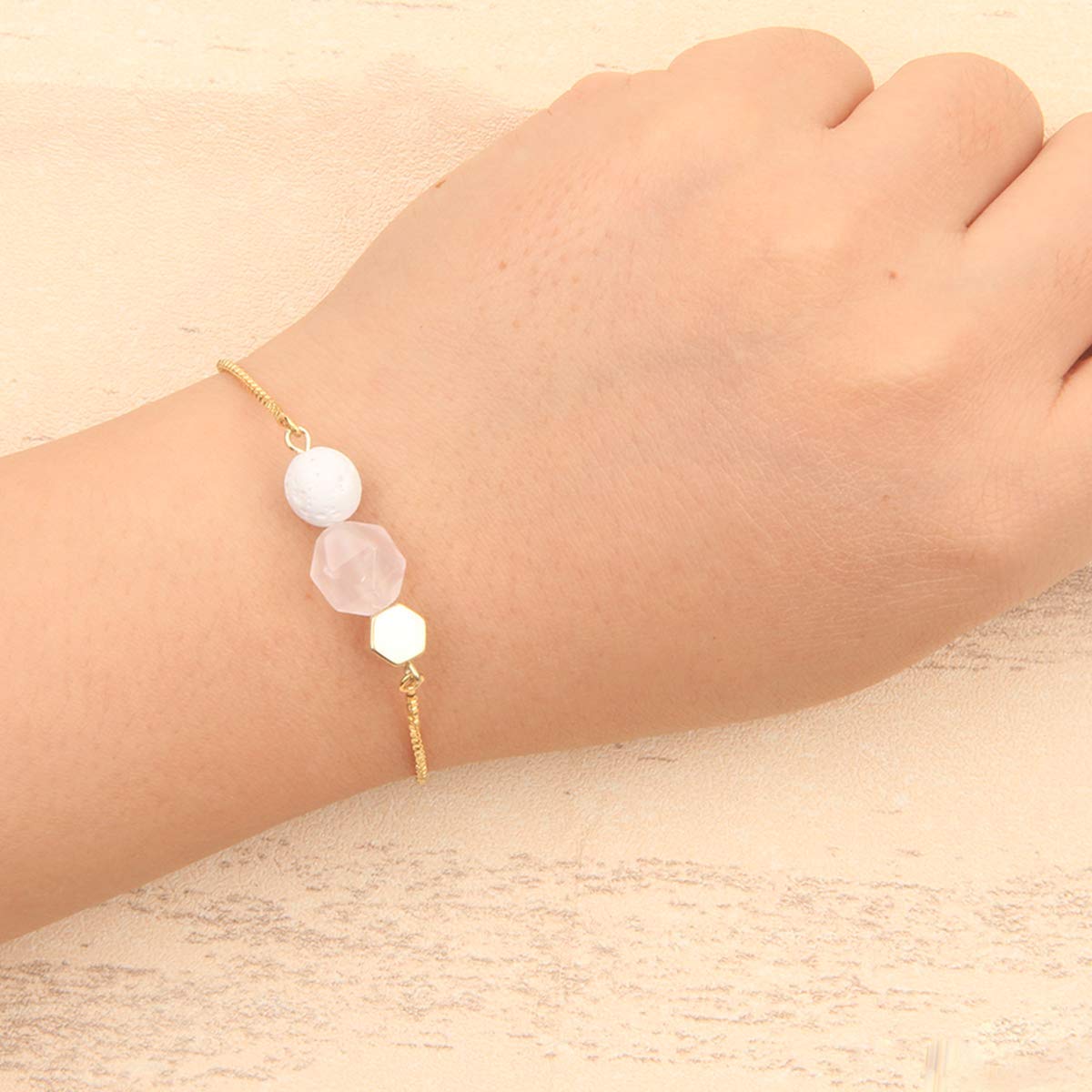 Jardme Essential Oil Diffuser Bracelets, 14K Gold Link Bracelets for Women, Birthday Gifts for Women Mom