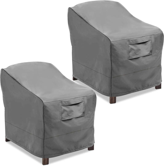 Vailge Patio Chair Covers - Heavy Duty Waterproof Lounge Deep Seat Covers | Large Grey (2 Pack)