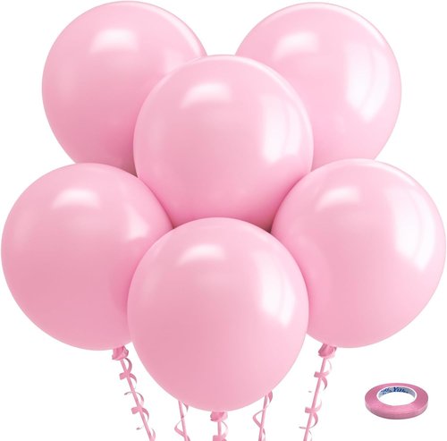 Bezente Pastel Pink Latex Party Balloons - 30 Pack of 18-Inch Large Round Balloons for Celebrations