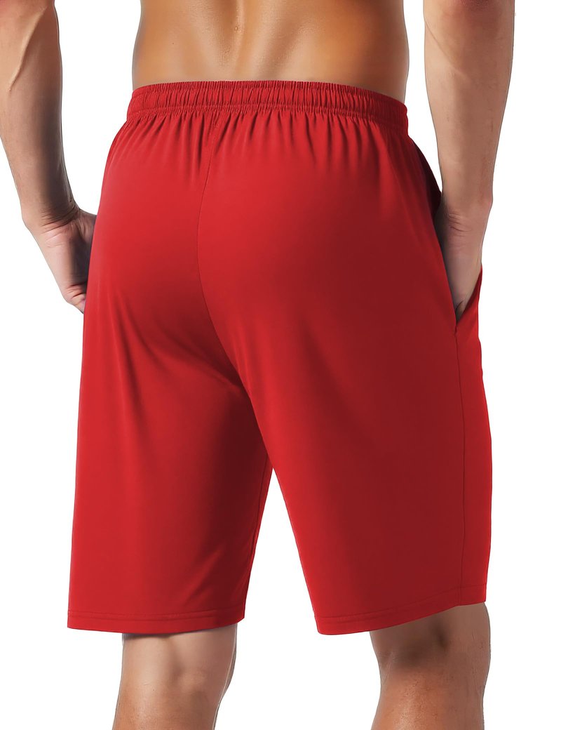 Naarts Men's Athletic Shorts 9'' Quick Dry Workout Running Shorts Lightweight Sports Gym Basketball Shorts with Pockets Red,2X-Large
