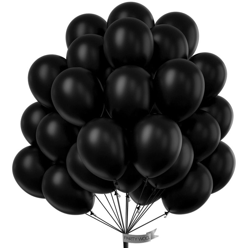 PartyWoo Black Balloons 100 pcs 12 Inch Latex Helium Matte Black Balloons for Baby Shower Birthday Graduation Casino Gaming Anniversary Retirement Pirate Race Car Theme Party Decorations Black-Y18