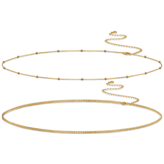 VIROMY Gold Waist Beads Chain for Women Waterproof Belly Chain Cuban Link Body Belt Chain Beach Women's Jewelry