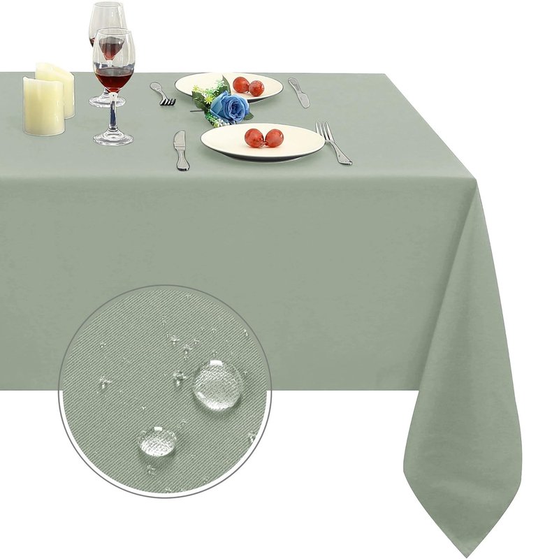Obstal Sage Green Rectangle Table Cloth - Heavy Duty Water Resistance Polyester Tablecloth, Decorative Fabric Table Cover for Outdoor and Indoor Use, 60x84 Inch