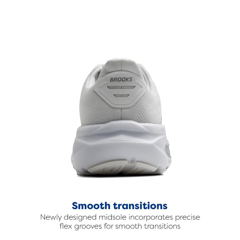 Brooks Women’s Ghost 17 Neutral Running Shoe - White/White/Grey - 12 Medium