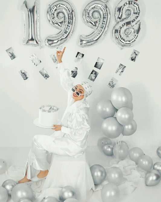 Silver Number 8 Balloon 40 Inch, 8th Birthday Party Decorations for Children, Giant 8 Foil Balloon for Party Supplies