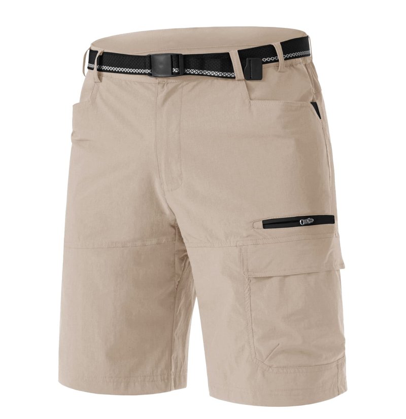 TACVASEN Mens Casual Shorts 10" Hiking Travel Shorts Lightweight Quick Dry Summer Golf Dress Fishing Travel Zipper Pockets Light Khaki 32