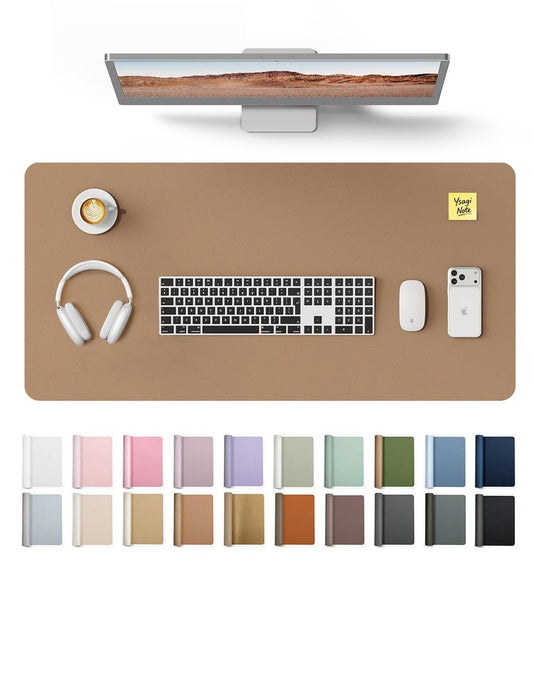 YSAGi Leather Desk Protector, Office Mat, Large Mouse Mat, Non-Slip PU Leather Blotter, Laptop Desk Mat, Waterproof Writing Pad for Office and Home (Khaki, 31.5" x 15.8")