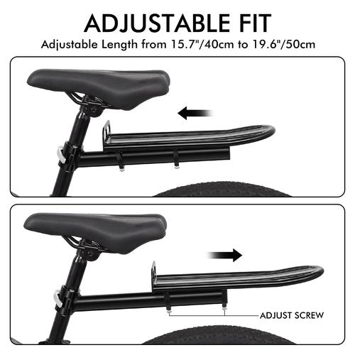 Bike Rear Rack, Adjustable Bike Cargo Rack with Quick Release Clamp Includes Tie Straps