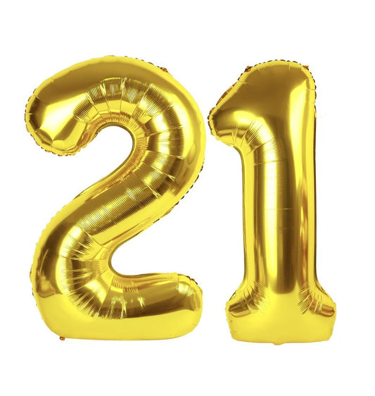 Gold Number 21 Balloon 40 inch, 21 Number Balloons, 21st Gold Birthday Decorations, 21 Year Old Women Men Golden Party Supplies