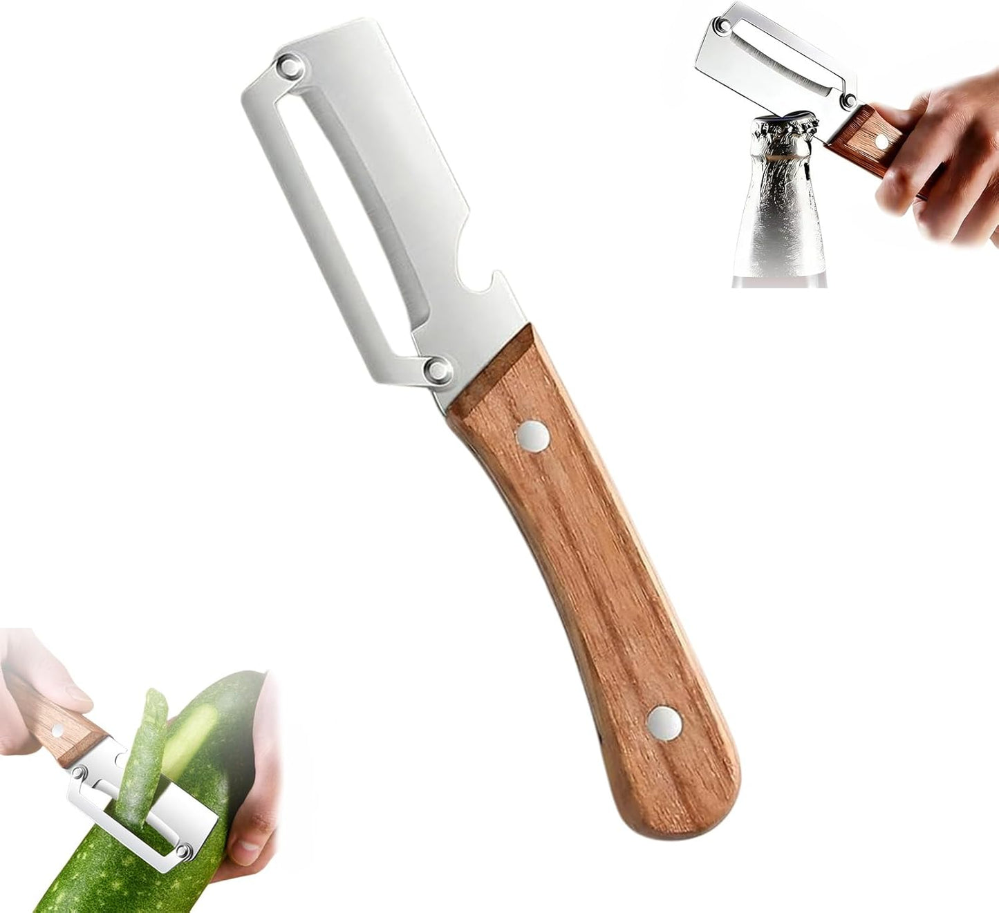 Skiennix 2-In-1 Multifunctional Vegetable Peeler - Thickened Stainless Steel Kitchen Tool | Includes Bottle Opener