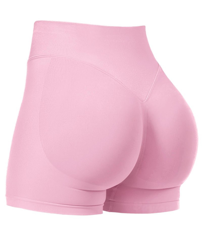 VOYJOY Women Workout Impact Shorts 2.5"/ 3.6"/ 4.5"/ 6" Scrunch Butt Lifting Gym Seamless Booty Biker Shorts Pink