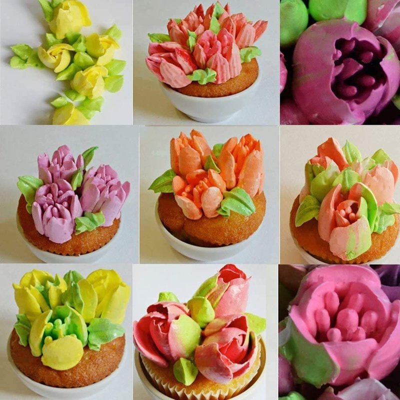 Russian Piping Tips Set, Airlxf Stainless Steel Flower Cake Cupcake Decorating Supplies Kit Flower Frosting Tips DIY Icing Piping Tips for Cake Decorating (7 PCS Leaf Tips)