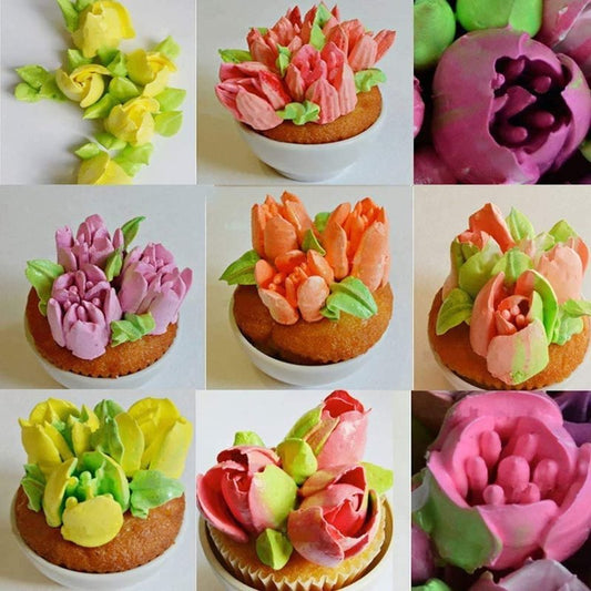 Russian Piping Tips Set, Airlxf Stainless Steel Flower Cake Cupcake Decorating Supplies Kit Flower Frosting Tips DIY Icing Piping Tips for Cake Decorating (7 PCS Leaf Tips)