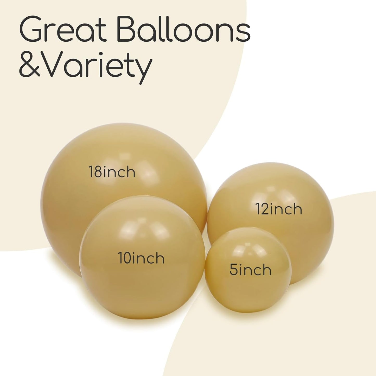 Skiennix Tan Balloons - 120-Piece Light Brown Balloon Set for Boho Wedding & Party Decor | 5-18 Inch Sizes