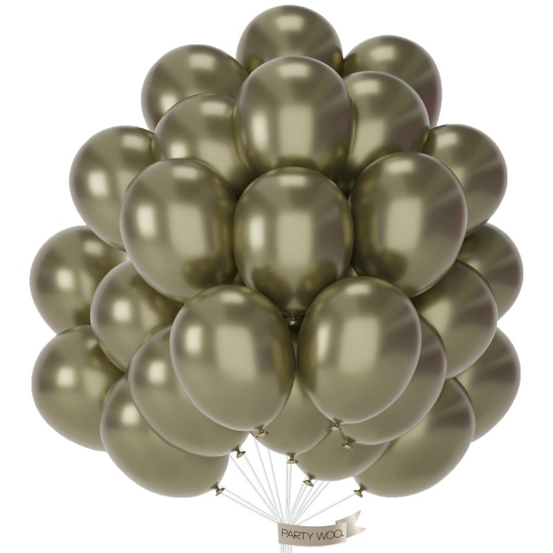 PartyWoo Metallic Green Balloons 50pcs 12 Inch Metallic Sage Olive Green Boho Neutral Balloons for Graduation Wedding Engagement Baby Shower Woodland Jungle Birthday Party Decorations Green-G126