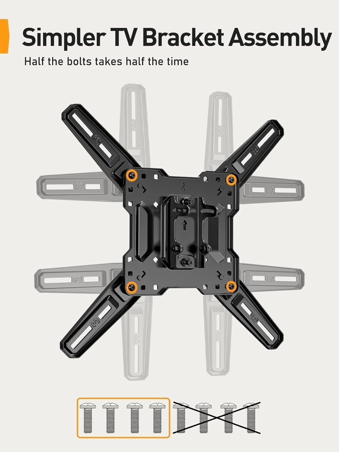 Perlegear Full Motion TV Mount - Articulating Bracket for 26-65 Inch TVs | Tool-Free Tilt & Swivel, Max VESA 400x400mm