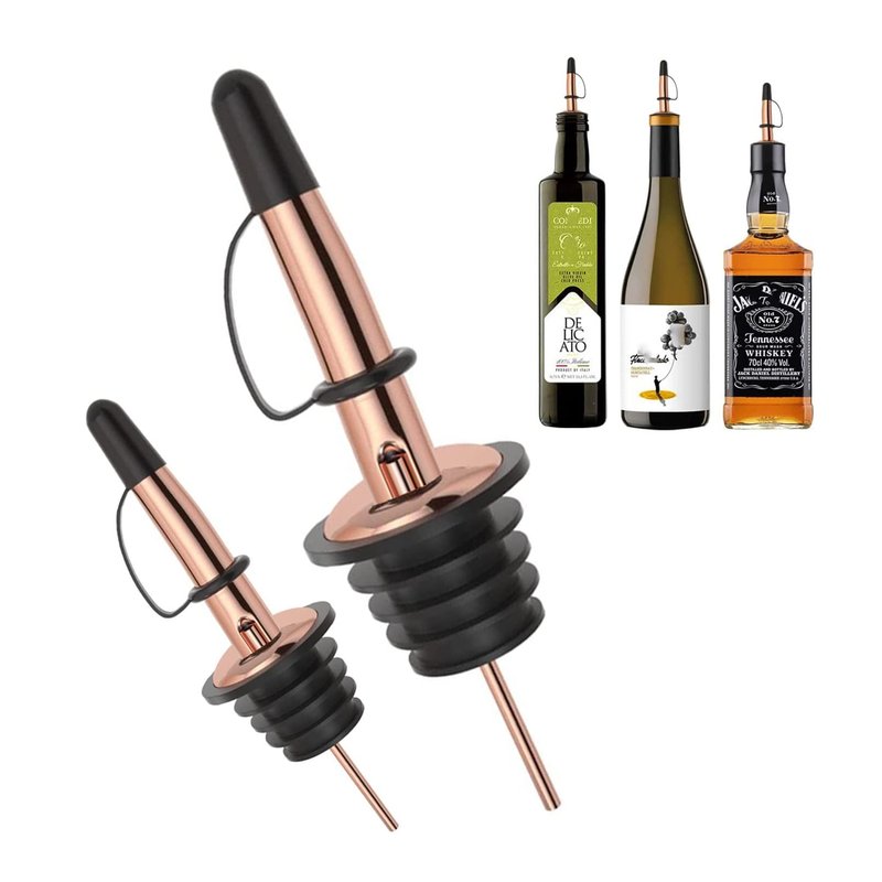 Pafusen 24 Pack Liquor Bottle Pourers, Liquor Pour Spout for Liquor Bottles, Stainless Steel Olive oil Dispenser Spout, Alcohol Pourer Dust Caps Covers Fixed, Rose Gold