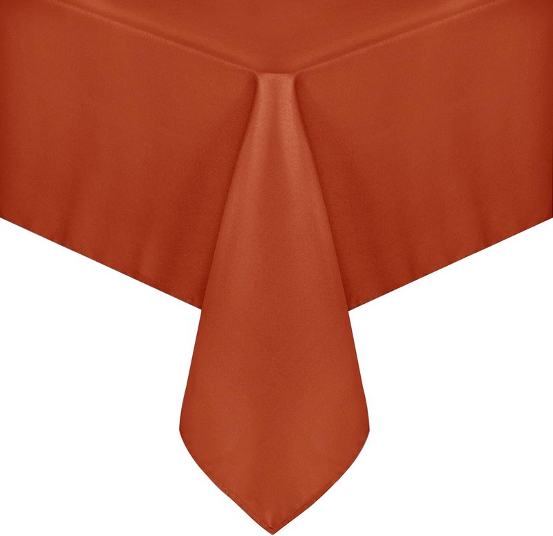 sancua Fall Tablecloth for 6 Foot Tables, 60 x 102 Inch Burnt Orange - Stain and Wrinkle Resistant Rectangle Table Cloth, Fabric Thanksgiving Table Cover for Dining Buffet Parties, Rust Pumpkin Orange