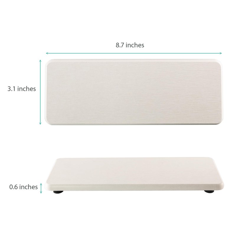 NiuYichee 2 Pcs Water Absorbing Stone Trays, Kitchen/Bathroom Sink Soap Dish, Diatomite Tray Used for Hand Soap & Cosmetic Bottles in The Modern Home, 3.15" W x 8.7" L, White