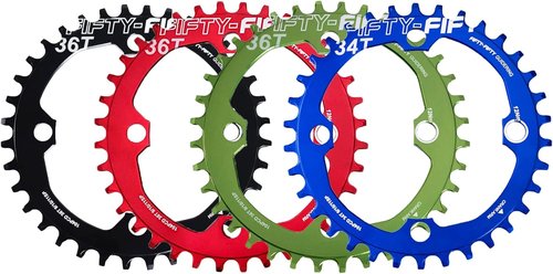 FIFTY-FIFTY 104BCD Narrow Wide Chainring for Mountain Bikes - 30T/32T/34T/36T, 9/10/11-Speed Compatible