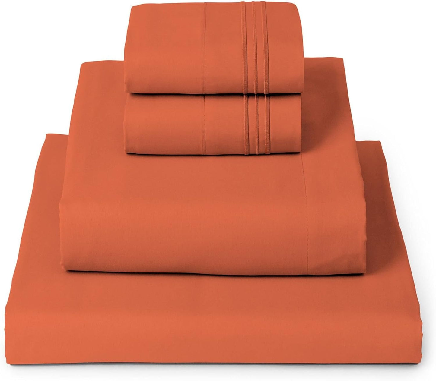 Mellanni Queen Sheets Set - 4 PC Hotel Luxury Bedding | Extra Soft, Cooling & Stain Resistant (Poppy Orange)