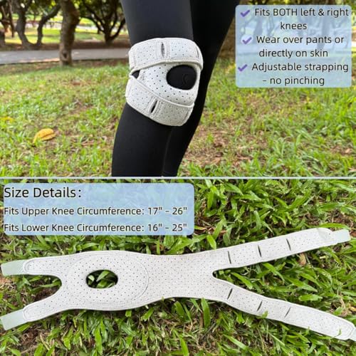 Knee Brace for Women Men Adjustable Knee Support with Side Stabilizers, Patella Gel Pads & Upgraded Silicone Anti-Slip Strip -Patella Knee Brace for Meniscus Tear, Knee Pain, Arthritis, Injury Recovery, Running, Workout (Gray 2 Pcs)