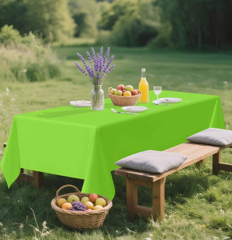 SietDESEO 2 Pack Lime Green Plastic Tablecloth Rectangle 54 x 108 Premium Disposable Table Cloth Plastic Lime Green Table Cover for Wedding Baby Shower Party Decorations