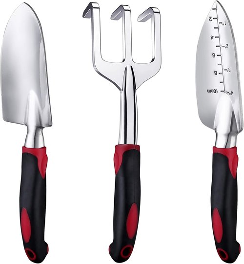 FANHAO Garden Tool Set - 3 Piece Heavy-Duty Cast-Aluminum Trowels with Non-Slip Grip | Ideal for Weeding & Planting