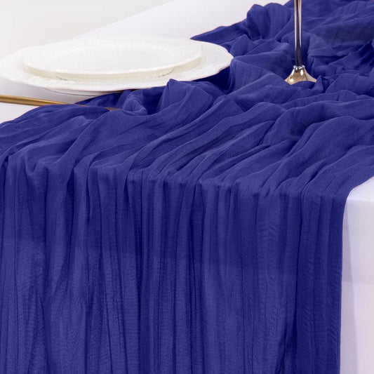 Socomi 3pcs Royal Blue Summer Cheesecloth Table Runner Boho Rustic Gauze 120 inch 10FT Cheese Cloth Sheer Runner for Wedding Party Baby Shower Birthday Home Decor Holiday Decorations