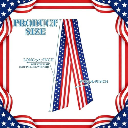Dream Loom Patriotic Wreath Sash - 2pcs Red, White & Blue Stripe Satin Accessories for 4th of July Decor
