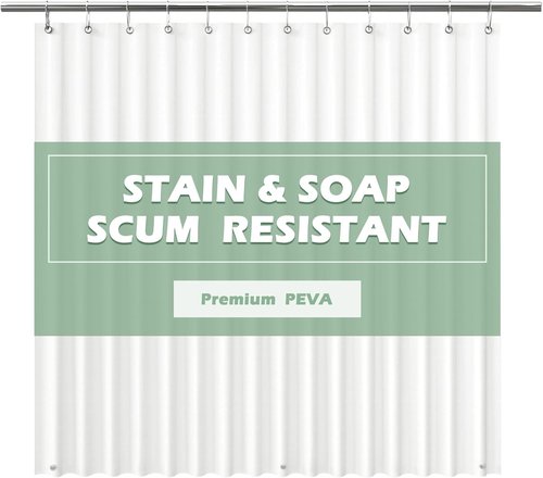 EHZNZIE Heavy Duty Shower Curtain Liner - Waterproof PEVA with 3 Weighted Magnets | 72x72 Inches, No Chemical Smell