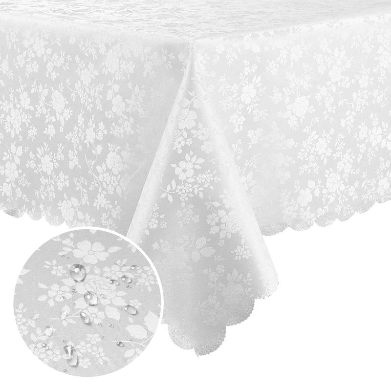Smiry Rectangle Table Cloth, Waterproof Heavy Duty Vinyl Tablecloths, Wipeable Washable Table Cover for Kitchen and Dining Room (White, 52" X 70")