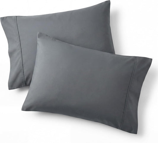 Bedsure Pillow Cases - Super Soft Dark Grey Brushed Microfiber Set of 2 | 20x26 Inches, Wrinkle & Fade Resistant