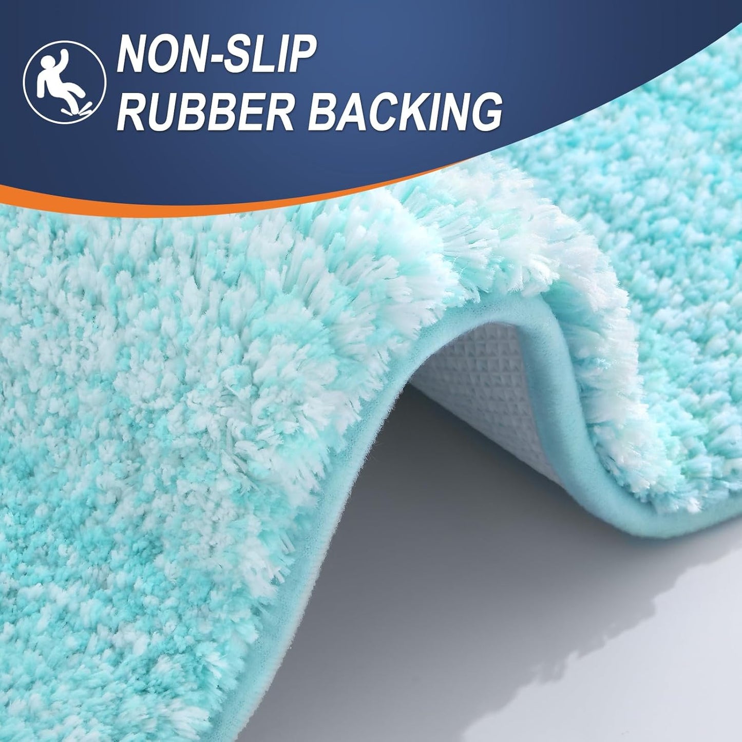 OLANLY Luxury U-Shaped Toilet Rugs - Extra Soft, Absorbent Microfiber Bath Mat 24x20, Non-Slip Teal