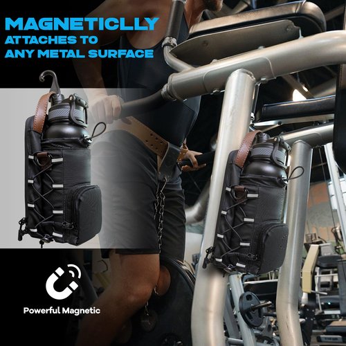 JACZZO Magnetic Gym Bag,Magnetic Water Bottle Holder for Gym,Small Gym Bag for Men and Women,Gym Gifts & Gym Accessories