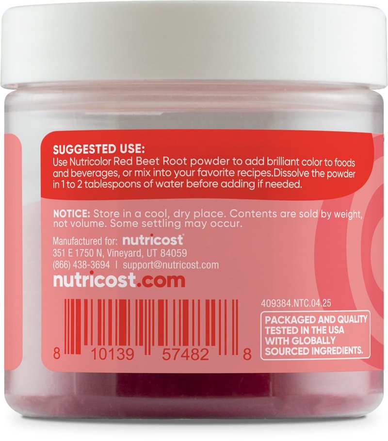 Nutricost Red Plant Based Food Coloring From Beet Root Powder (75 Servings) - Nutricolor Color Alternative For Food & Beverages