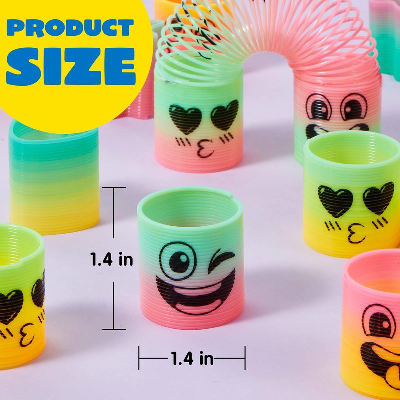 JOYIN 60 Pcs Spring Rainbow Party Favor, Mini Plastic Coil Spring Toy, Fidget Stress Coil Mini Springs Bulk Toys for Carnival Prize Birthday, Classroom Goodie Bag Stuffers