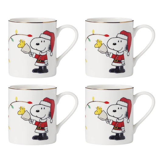 Lenox 896325 Snoopy Christmas Mugs, Set of 4