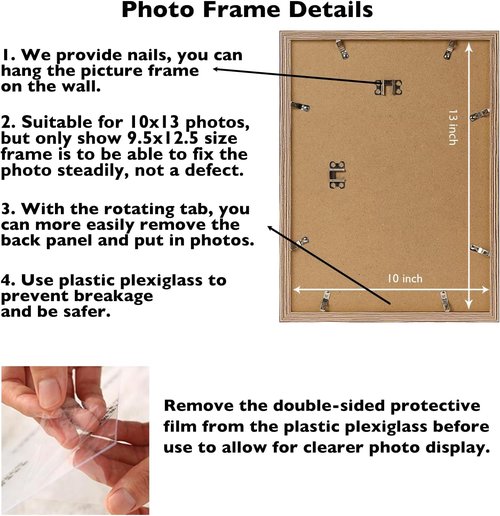 JCJMY 10x13 Rustic Brown Picture Frame - Versatile Wall Mounting for Horizontal or Vertical Display